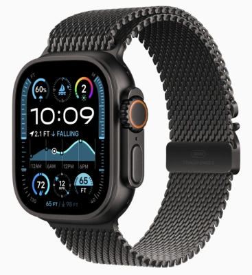 Apple Watch Ultra 2 (2024) GPS + Cellular 49mm Black Titanium Case with Titanium Milanese Loop Black (Черный корпус из титана, Черный ремешок Титановая миланская петля) (Small, 130–160 мм) MX4W3