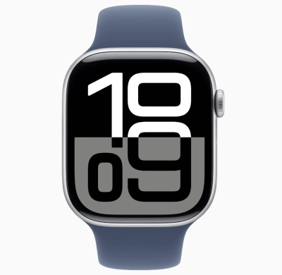 Apple Watch Series 10 GPS 46mm Silver Aluminum Case with Sport Band Denim (Спортивный ремешок синего цвета) (M/L, 160–210 mm) MWWM3