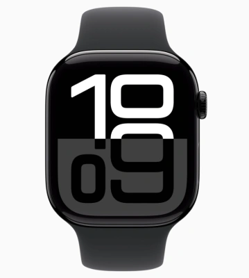 Apple Watch Series 10 GPS 46mm Jet Black Aluminum Case with Sport Band Black (Спортивный ремешок черного цвета) (M/L, 160–210 mm) MWWQ3